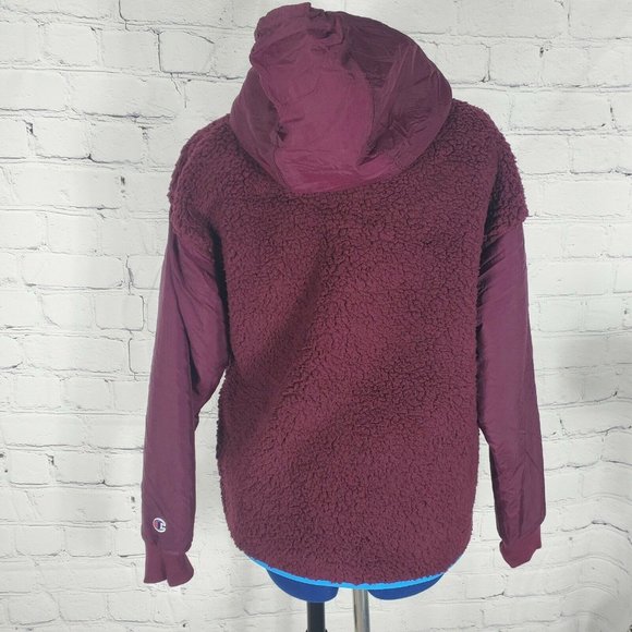 Champion Women's Size M Dark Berry Hooded Fleece Sherpa Jacket - Picture 8 of 12
